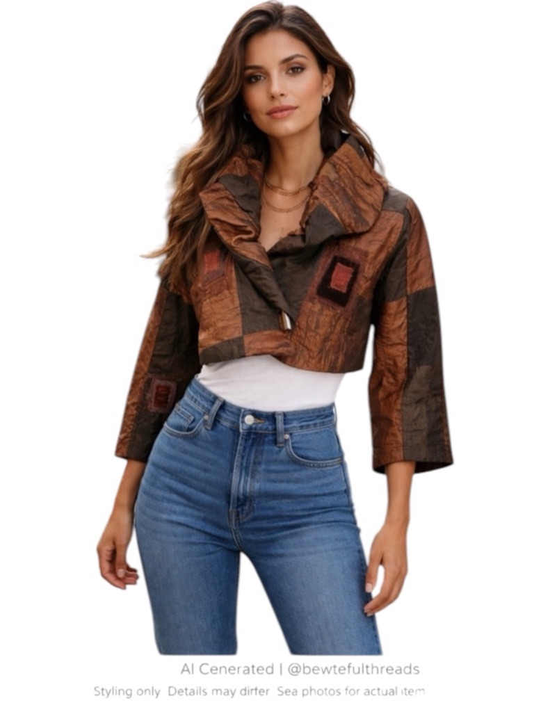 Linda Lundstrom Size 6 Copper Art-To-Wear Cropped Jacket Wearable Art